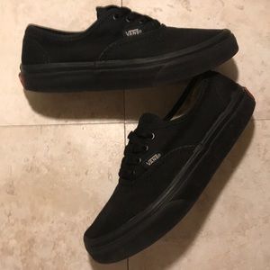 Vans all black low tops, youth size 1 EUC